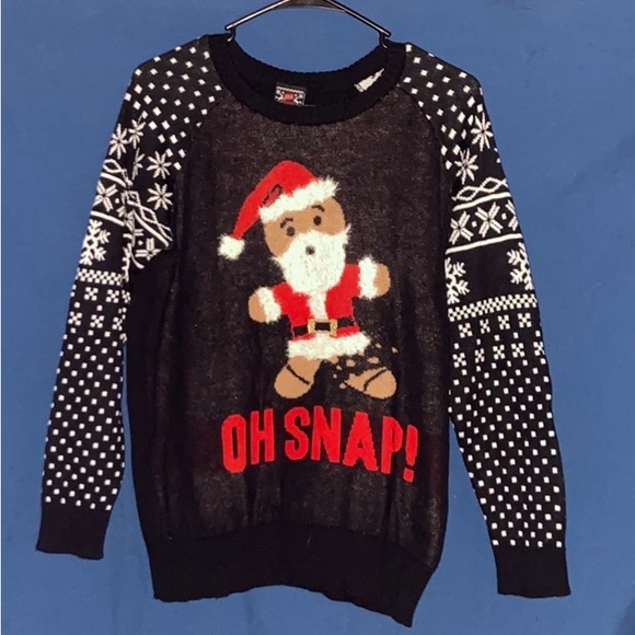 Christmas 🎄 UGLY “OH SNAP!” Gingerbread Santa Sweater Jrs Med - Picture 2 of 4